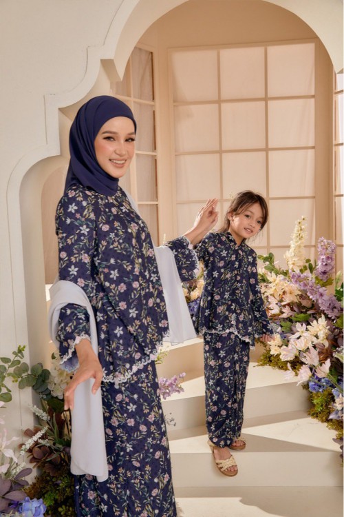 KURUNG MELUR KID NAVY PEONY